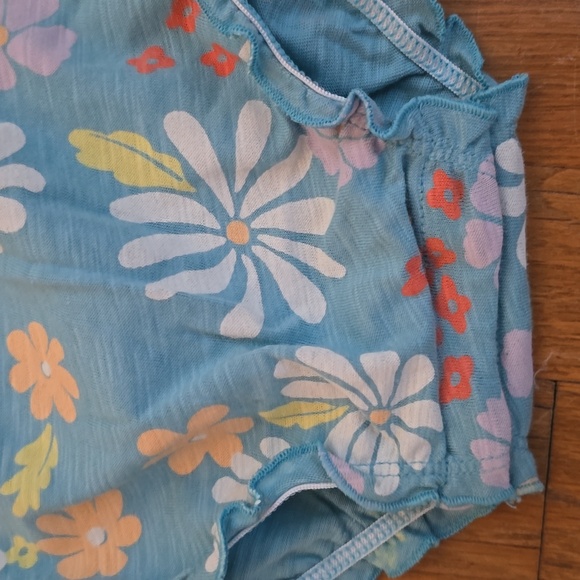 LITTLE CO BY LAUREN CONRAD BABY GIRLS BLUE FLORAL SHOULDER TIE ROMPER SIZE 24 MO - Picture 4 of 12